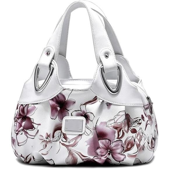 Vegan Leather Purse for Women Fashion Hobo Style Floral Handbag - Picture 6 of 6